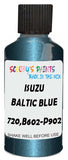 Detail brush applying Blue Metallic to a small door scratch on an Isuzu Trooper, clean OEM finish