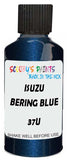 Detail brush applying Blue Metallic to a small door scratch on an Isuzu I290, clean OEM finish