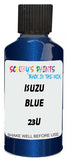 Detail brush applying Blue Metallic to a small door scratch on an Isuzu Med Duty, clean OEM finish