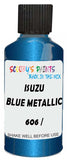 Detail brush applying Blue Metallic to a small door scratch on an Isuzu Panther, clean OEM finish