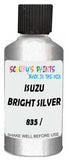 Detail brush applying Silver Metallic to a small door scratch on an Isuzu Mu, clean OEM finish