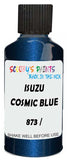 Detail brush applying Blue Metallic to a small door scratch on an Isuzu Vehi Cross, clean OEM finish