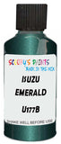 Detail brush applying Green Metallic to a small door scratch on an Isuzu Hombre, clean OEM finish