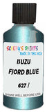 Detail brush applying Blue Metallic to a small door scratch on an Isuzu Bighorn, clean OEM finish
