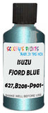 Detail brush applying Blue Metallic to a small door scratch on an Isuzu Trooper, clean OEM finish