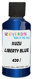 Detail brush applying Blue Metallic to a small door scratch on an Isuzu Hi-Lander, clean OEM finish