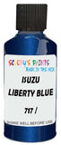 Detail brush applying Blue Metallic to a small door scratch on an Isuzu Vehi Cross, clean OEM finish