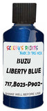 Detail brush applying Blue Metallic to a small door scratch on an Isuzu Impulse, clean OEM finish