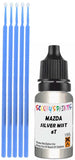 Close-up chip repair on 1992-1994 Mazda 929 in factory Silver Mist Metallic (paint code 6T)