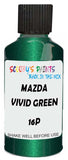 Detail brush applying Green Metallic to a small door scratch on an Mazda 626, clean OEM finish