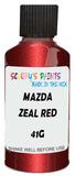 Detail brush applying Red Metallic to a small door scratch on an Mazda 2, clean OEM finish