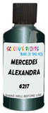Detail brush applying Green Metallic to a small door scratch on an Mercedes 250 Sl, clean OEM finish