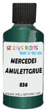 Detail brush applying Green Metallic to a small door scratch on an Mercedes 250 Sl, clean OEM finish