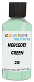Detail brush applying Green Solid to a small door scratch on an Mercedes 190 Sl, clean OEM finish
