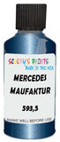 Detail brush applying Blue Metallic to a small door scratch on an Mercedes Agt, clean OEM finish