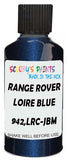 Detail brush applying Blue Metallic to a small door scratch on an Land Rover Lr4, clean OEM finish