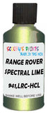 Detail brush applying Green Metallic to a small door scratch on an Land Rover , clean OEM finish