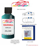 paint code location sticker Vauxhall Corsa Admiral Blue 25L/268 1990-1995 Blue plate find code
