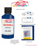 paint code location sticker Vauxhall Astra Aircraft Blue 18L/682 1986-1995 Blue plate find code