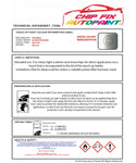 Data Safety Sheet Vauxhall Movano Alabaster Silver B64/3Ou 2001-2002 Grey Instructions for use paint