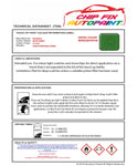 Data Safety Sheet Vauxhall Combo Apple Green 371/36L 1997-2001 Green Instructions for use paint