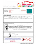 Data Safety Sheet Vauxhall Corsa Aquamarina Blue 30L/275 2000-2000 Blue Instructions for use paint