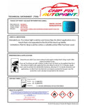 Data Safety Sheet Vauxhall Frontera Arden Blue 82T/12U/291 1996-2017 Blue Instructions for use paint