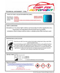 Data Safety Sheet Vauxhall Zafira Arden Blue 82T/12U/291 1996-2017 Blue Instructions for use paint