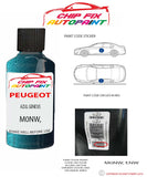 paint code location plate Peugeot 406 Azul Genesis M0NW, ENW 1995-1999 Blue Touch Up Paint