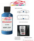 paint code location plate Peugeot 406 Azul Miami M0MY, EMY 1989-1998 Blue Touch Up Paint