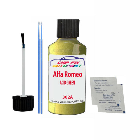 ALFA ROMEO ACID GREEN Paint Code 302A Car Touch Up Paint Scratch/Repair