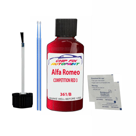 ALFA ROMEO COMPETITION RED 3 Paint Code 361/B Car Touch Up Paint Scratch/Repair