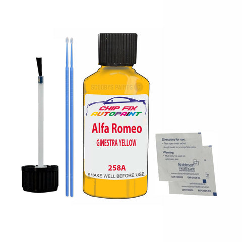 ALFA ROMEO GINESTRA YELLOW Paint Code 258A Car Touch Up Paint Scratch/Repair