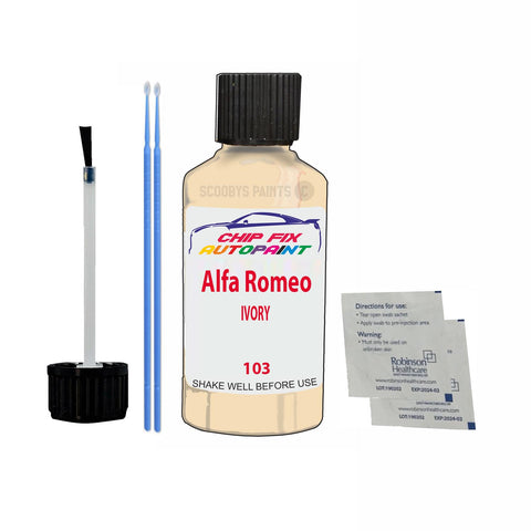 ALFA ROMEO IVORY Paint Code 103 Car Touch Up Paint Scratch/Repair