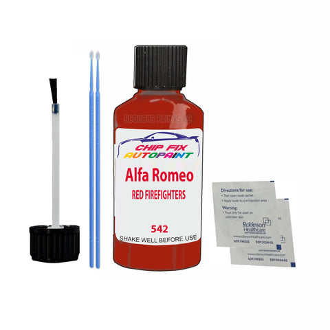 ALFA ROMEO RED FIREFIGHTERS Paint Code 542 Car Touch Up Paint Scratch/Repair
