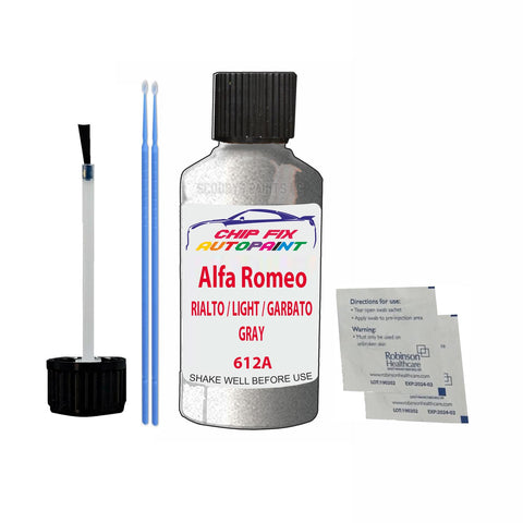 ALFA ROMEO RIALTO / LIGHT / GARBATO GRAY Paint Code 612A Car Touch Up Paint Scratch/Repair