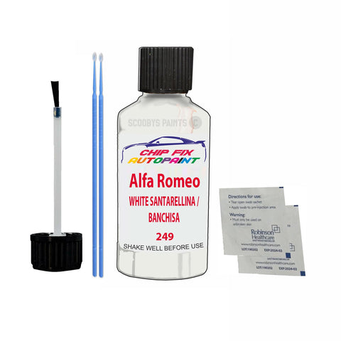 ALFA ROMEO WHITE SANTARELLINA / BANCHISA Paint Code 249 Car Touch Up Paint Scratch/Repair