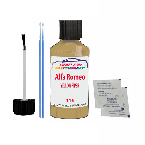 ALFA ROMEO YELLOW PIPER Paint Code 116 Car Touch Up Paint Scratch/Repair