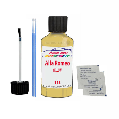 ALFA ROMEO YELLOW Paint Code 113 Car Touch Up Paint Scratch/Repair