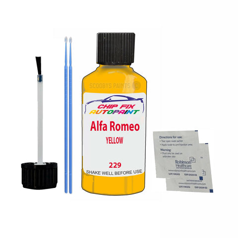 ALFA ROMEO YELLOW Paint Code 229 Car Touch Up Paint Scratch/Repair