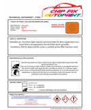 Data saftey sheet Caddy Van Amarillo LS2C 1995-1997 Orange instructions for use