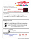 Data Safety Sheet Bmw 6 Series Grand Coupe Barbera Red Wa39 2005-2021 Red Instructions for use paint