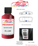 paint code location plate Peugeot 308 Gti Base Rouge Ultimate R5, LQM 2015-2015 Red Touch Up Paint