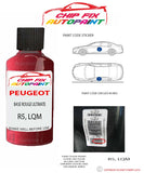 paint code location plate Peugeot 308 Gti Base Rouge Ultimate R5, LQM 2015-2015 Red Touch Up Paint