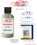 paint code location sticker Vauxhall Corsa Beech Green 690R/30M/Gak 2009-2012 Green plate find code