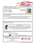 Data Safety Sheet Vauxhall Corsa Beech Green 690R/30M/Gak 2009-2012 Green Instructions for use paint