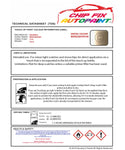 Data Safety Sheet Vauxhall Corsa Beige Nevada 117L 2004-2005 Beige Instructions for use paint