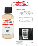 paint code location plate Peugeot Expert Van Beige Tropic 216F 1985-2001 Beige Touch Up Paint