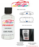 paint code location plate Peugeot 208 Gti Blanc Banquise EWP, P0WP, POWP 1993-2022 White Touch Up Paint