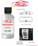 paint code location plate Peugeot 508 RXH Blanc Nacre N9, KWE 2008-2022 White Touch Up Paint